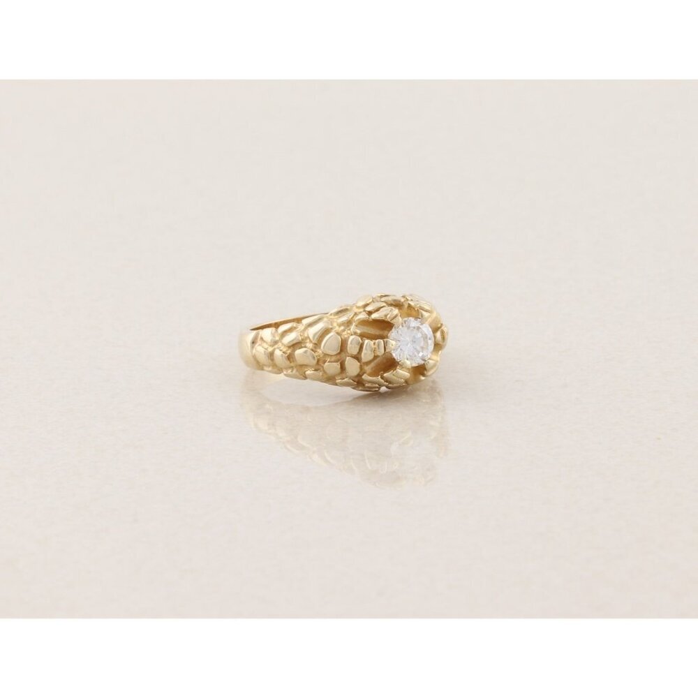 Mens 14k Yellow Gold .65 carat Diamond Belcher Ring Nugget Band Ring Size 10.25 - Picture 3 of 11